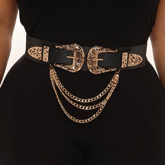 3/for $10π - Cinched Waist Chain Link Belt (L/XL/OS) - Picture 7 of 12